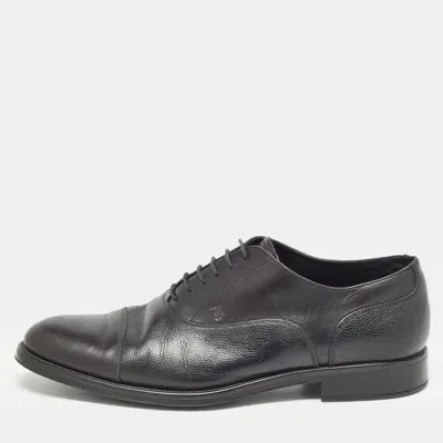 Pre-owned Tod's Black Leather Lace Up Oxfords Size 43