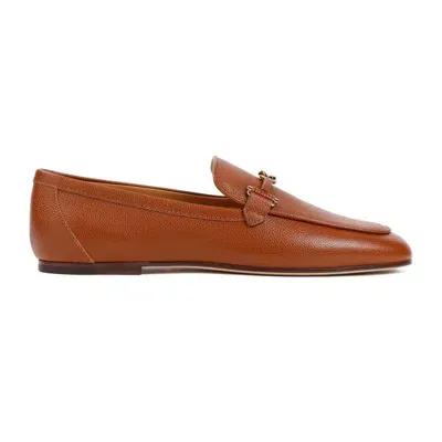 Tod's Flat Leather Loafers In Brown