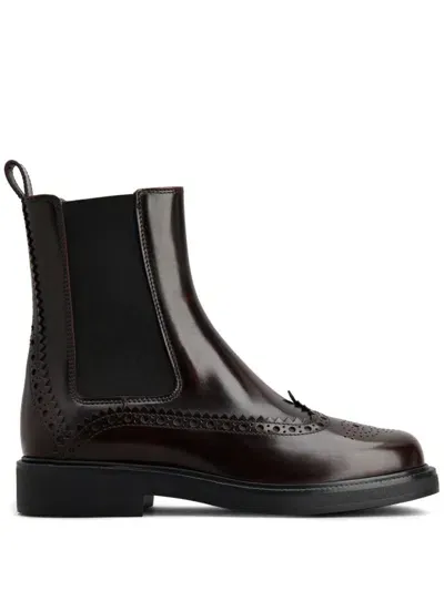 Tod's Brogue-style Chelsea Boots In Brown