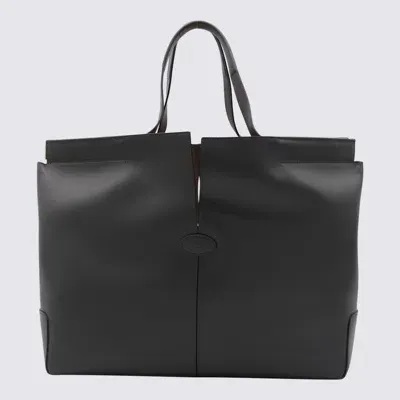 Tod's Dark Grey Leather Tote In Grafite