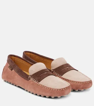 Tod's Gommino Bubble Suede Loafers In Brown