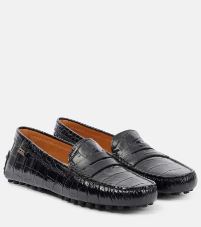 Tod's Gommino Leather Driving Shoes In Black