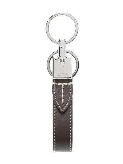 Tod's Leather Keychain In Dark Tobacco