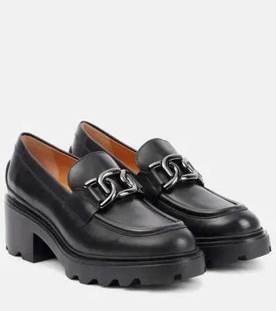 Tod's Leather Loafer Pumps In Black