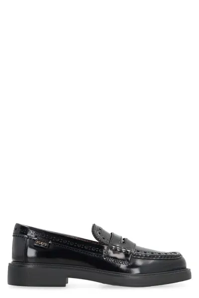 Tod's Leather Loafers In Black