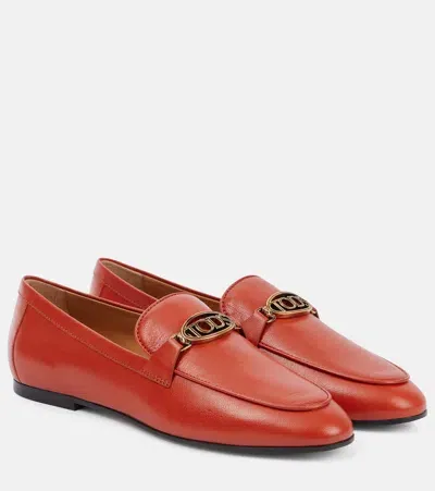 Tod's Leather Loafers In Red