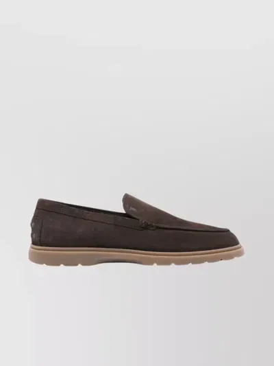 Tod's Loafers Calf Suede Rubber Sole In Fango