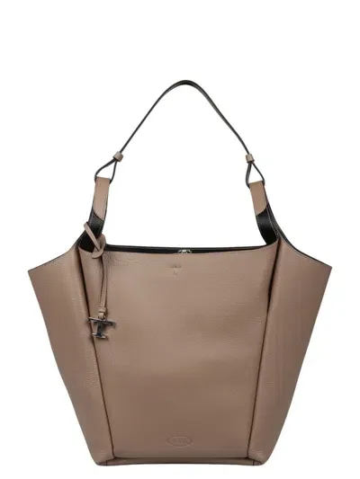 Tod's Logo-debossed Leather Tote Bag In Brown