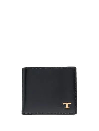 Tod's Logo-plaque Leather Wallet In Black