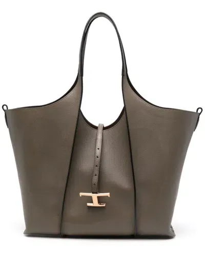 Tod's Medium T Timeless Tote Bag In Grey