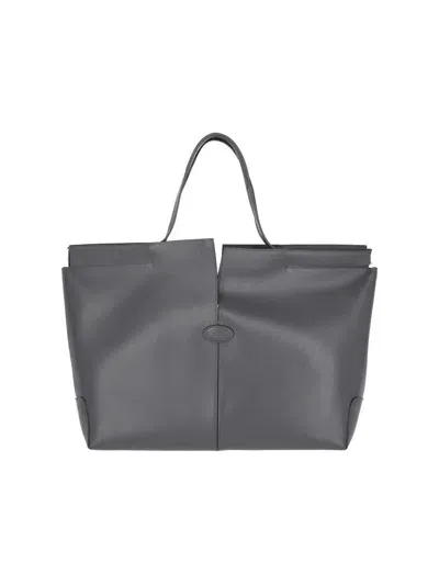 Tod's Medium Tote Bag Di Folio In Grigio