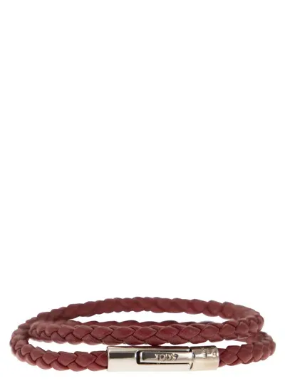 Tod's Mycolors 2-turn Leather Bracelet In Cardinal Red