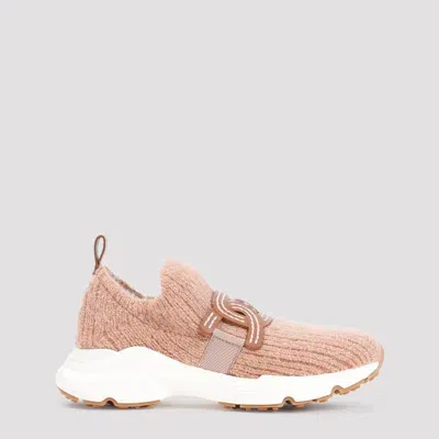 Tod's Pink Knit Wool Sneakers In Nude & Neutrals