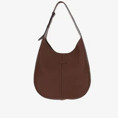 Tod's Small Leather Hobo Bag In Brown