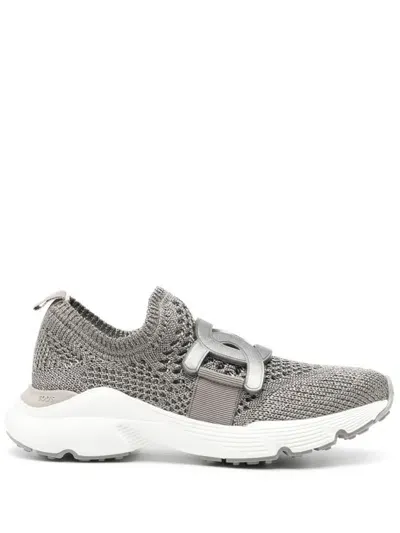 Tod's Kate Crochet-knit Sneakers In Argento