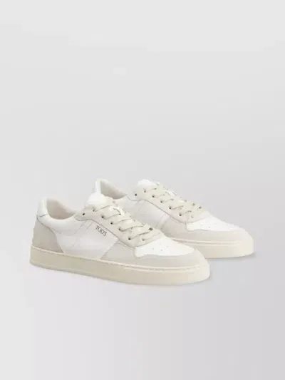 Tod's Panelled Suede Sneakers In White