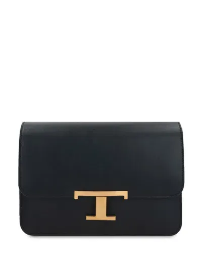 Tod's T Timless Mini Leather Crossbody Bag In Black