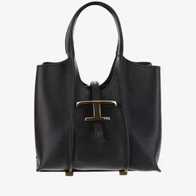 Tod's Timeless Leather Mini T Bag In Black