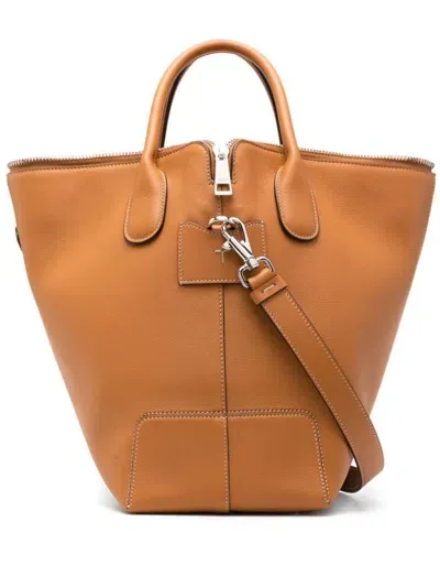 Tod's Di Bag Swing Medium Leather Tote In Brown