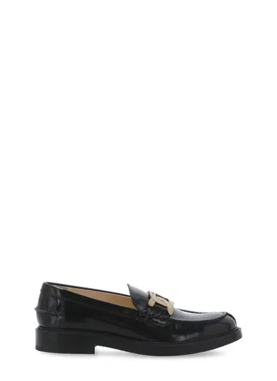 Tod's Logo-plaque Slip-on Loafers In Black