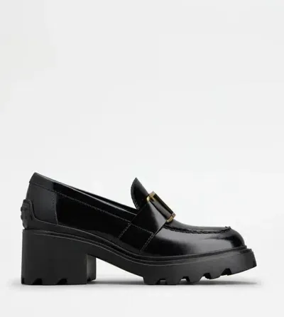 Tod's Black L T Timeless 60 Leather Loafer Pumps