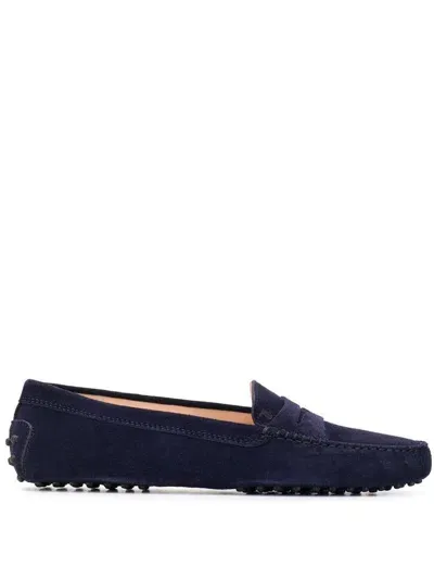 Tod's Gommino Suede Driving Shoes In Blue