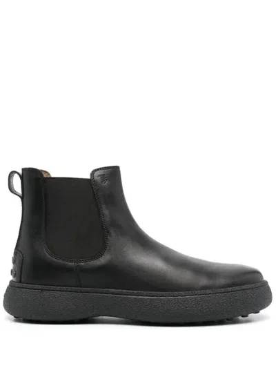 Tod's W. G. Chelsea Boots In Leather In Black