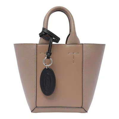 Tod's Shopper Tote Bag Detachable Strap In Beige