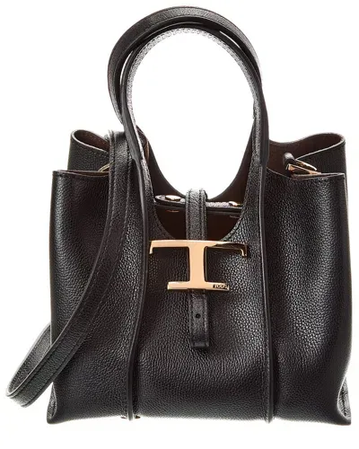 Tod's Timeless Leather Mini T Bag In Black