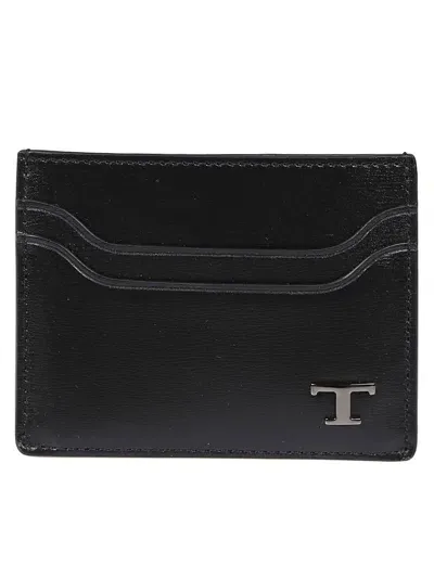 Tod's Tsi Logo Plaque Card Holder In Black