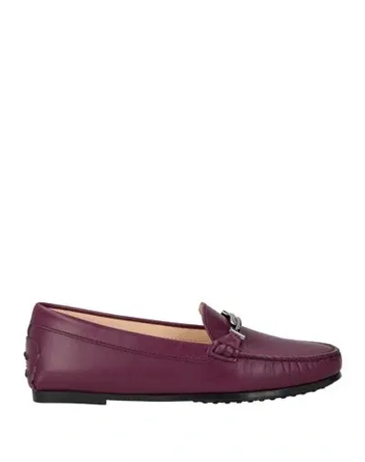 Tod's Leather Loafers In Purple