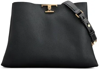 Tod's Medium T Timeless Leather Tote Bag In Black