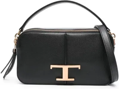 Tod's Women's Mini T Timeless Leather Crossbody Bag In Black