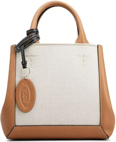 Tod's Grande Canvas Shopping Tote Bag In Brown