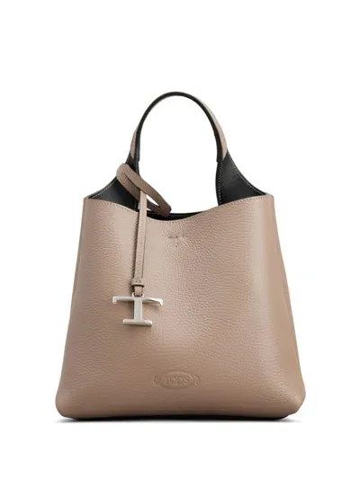 Tod's Women's Timeless Mini Leather Tote Bag In Beige