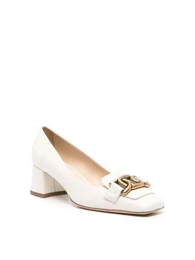 Tod's Ivory White Logo-debossed Pumps