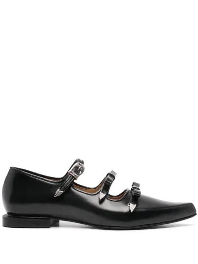 Toga Buckled Ballet Flats In Black Polido