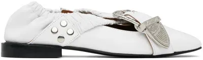 Toga Stud-embellished Leather Ballerina Shoes In White