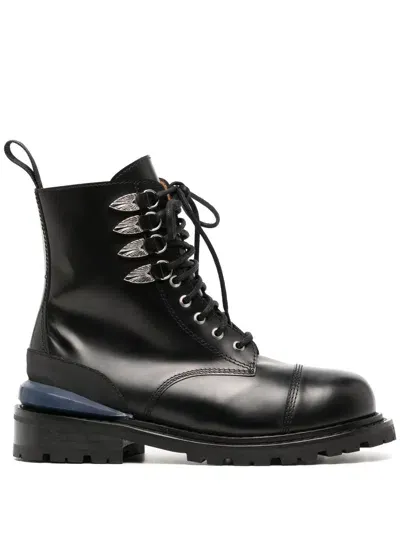 Toga Virilis Leather Combat Boots In Black