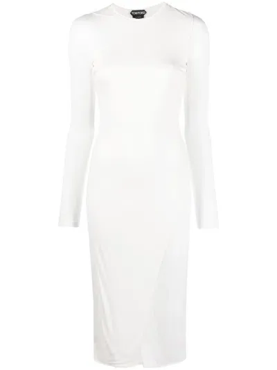 Tom Ford Semi-transparent Asymmetrical Dress In White