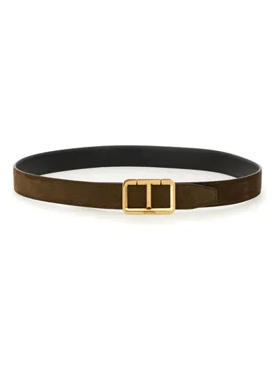 Tom Ford Belt With Logo In Brown