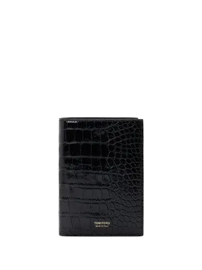 Tom Ford Bi-fold Leather Cardholder In 黑色