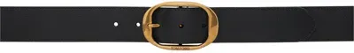 Tom Ford Black Grain Leather Oval Belt