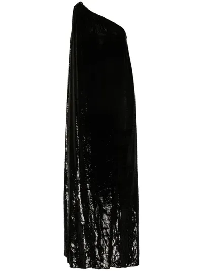 Tom Ford One-shoulder Lamé-effect Dress In Black