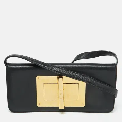 Pre-owned Tom Ford Black Leather Natalia Convertible Clutch