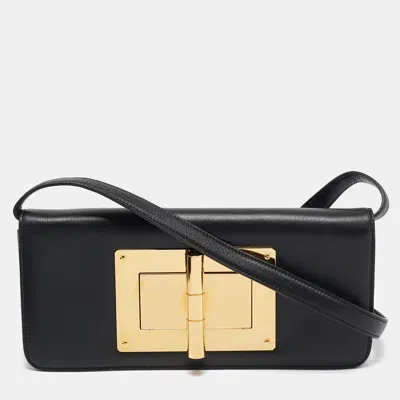 Pre-owned Tom Ford Black Leather Natalia Long Clutch Bag