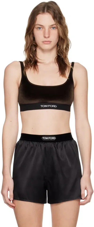 Tom Ford Brown Jacquard Bra In Kb377 Choco Brown