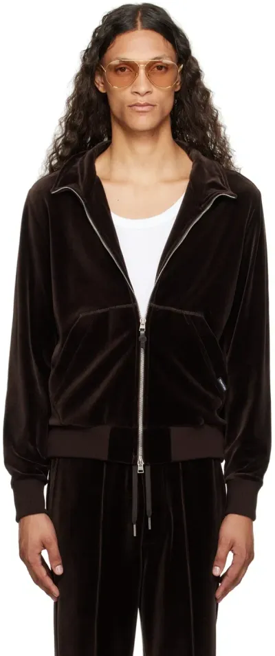 Tom Ford Brown Zip Track Jacket In Deep Brown