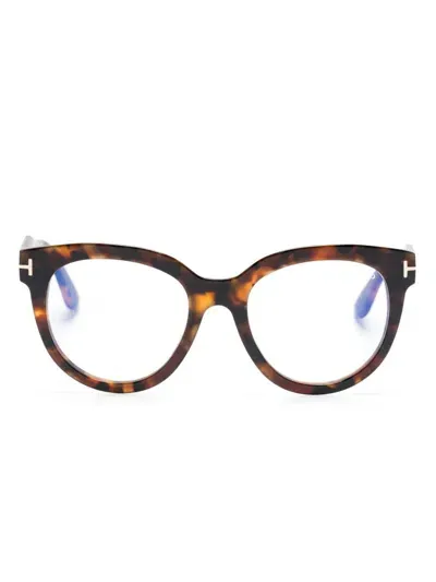 Tom Ford Brille Im Butterfly-design In Braun