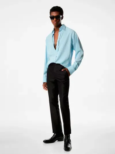 Tom Ford Fluid Silk Slim Fit Shirt In Blue